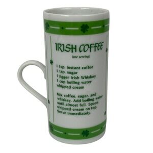 Irish Coffee Mug Recipe‎ Shamrock Novelty St Patricks Day Kitchen Decor